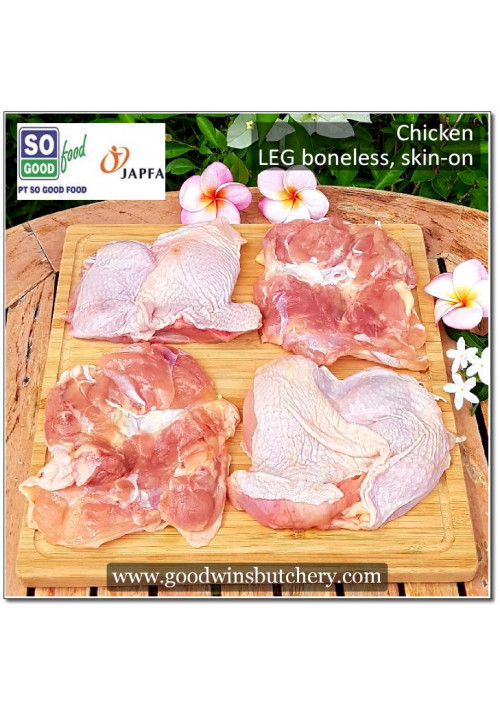 Chicken LEG BONELESS SKIN-ON ayam paha tanpa tulang SOGOOD FOOD frozen (price/pack 600g 4-5pcs)